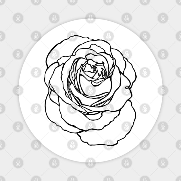 Rose Flower Outline Line Art Magnet by badlydrawnbabe